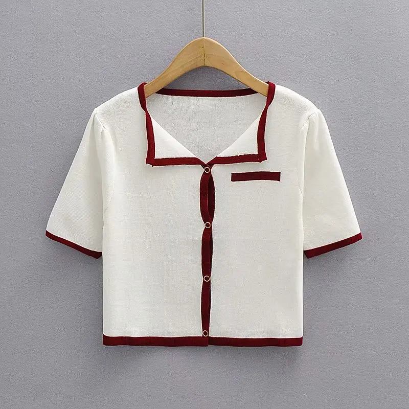 

Кардиган, однобортная короткая контрастная блузка