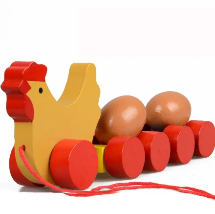 Детские креативные деревянные машинки для тащивания яиц милая утка петух