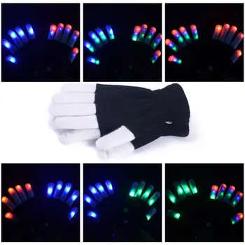 1pc LED Light Night Glowing Gloves Glitter Gloves For Entertainment Rave Party Glow Games Fun Glowing Gloves 6