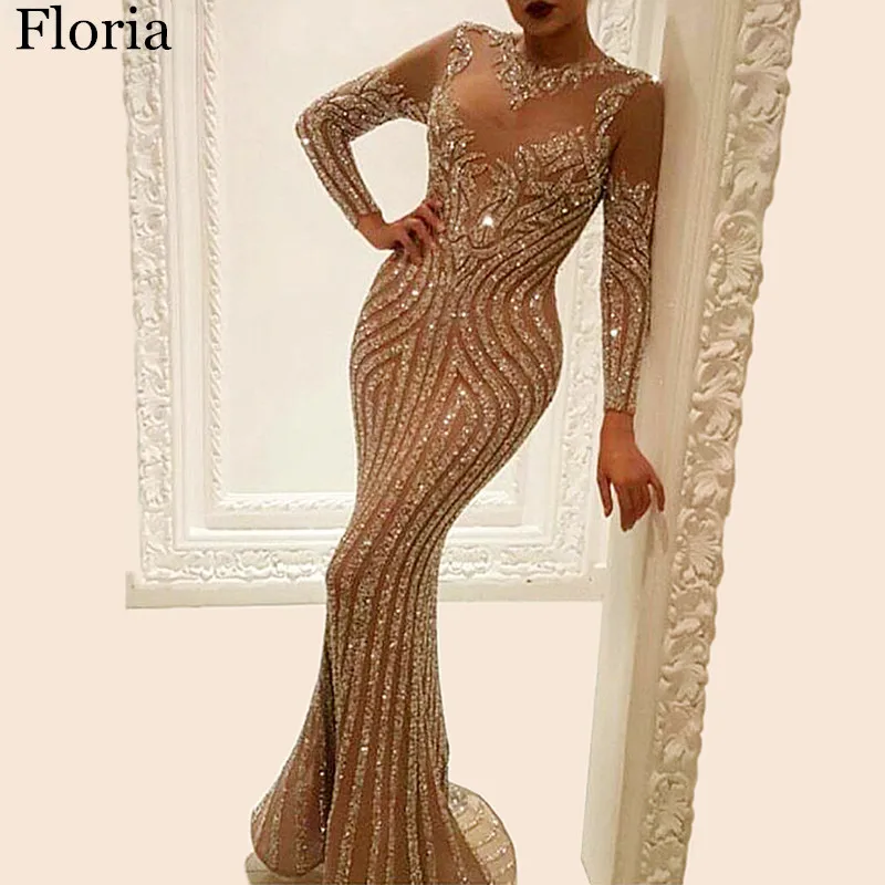 

Plus Size Middle East Glitter Evening Dress Long Mermaid Arabic Formal Dress Party Abendkleider Dubai Pageant Gowns Vestidos