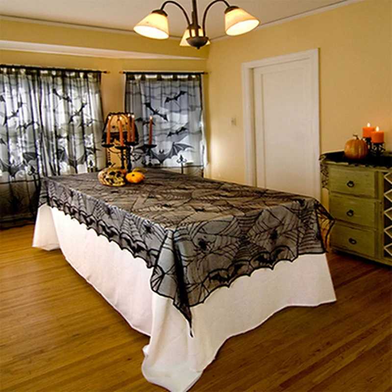 Реквизит для декора на Хэллоуин Черная кружевная ткань камин летучие мыши мантия
