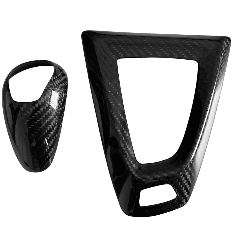 

NEW-2Pcs Real Carbon Fiber Gear Shift Knob Handle Cover Panel Trim for-BMW M2 F87 M3 F80 M4 F82 M5 F10 F85 X5M X6M F12