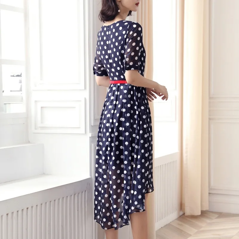 Летнее платье в горошек для женщин модное элегантное миди вечеринки пляжные