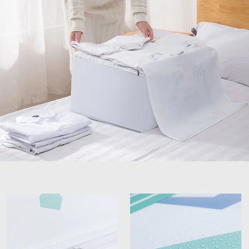 

1 Piece Zipper Blanket Dust Cover Print Home Storage Box Folding Closet Organizer For Pillow Dustproof Sorting Bag For Clothing