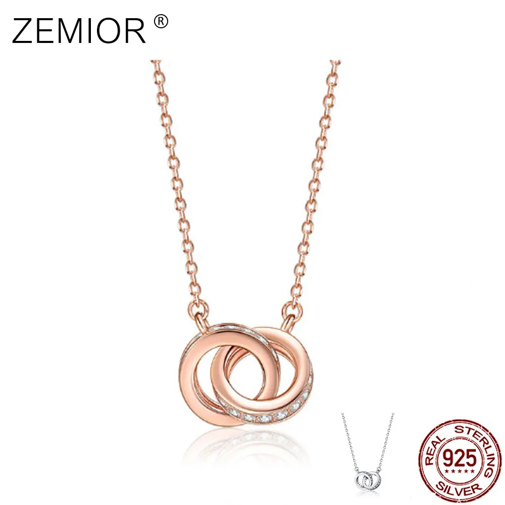 ZEMIOR 925 Серебряное ожерелье двойные петли ожерелья для женщин высокое качество