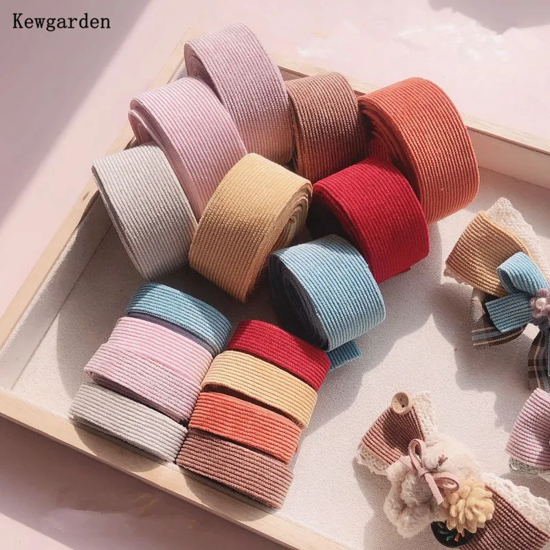 

Kewgarden 38mm 25mm 15mm 1" 1.5" Stripe Corduroy Ribbon DIY Hair Bow tie Sewing Accessories Handmade Tape 10 Yards