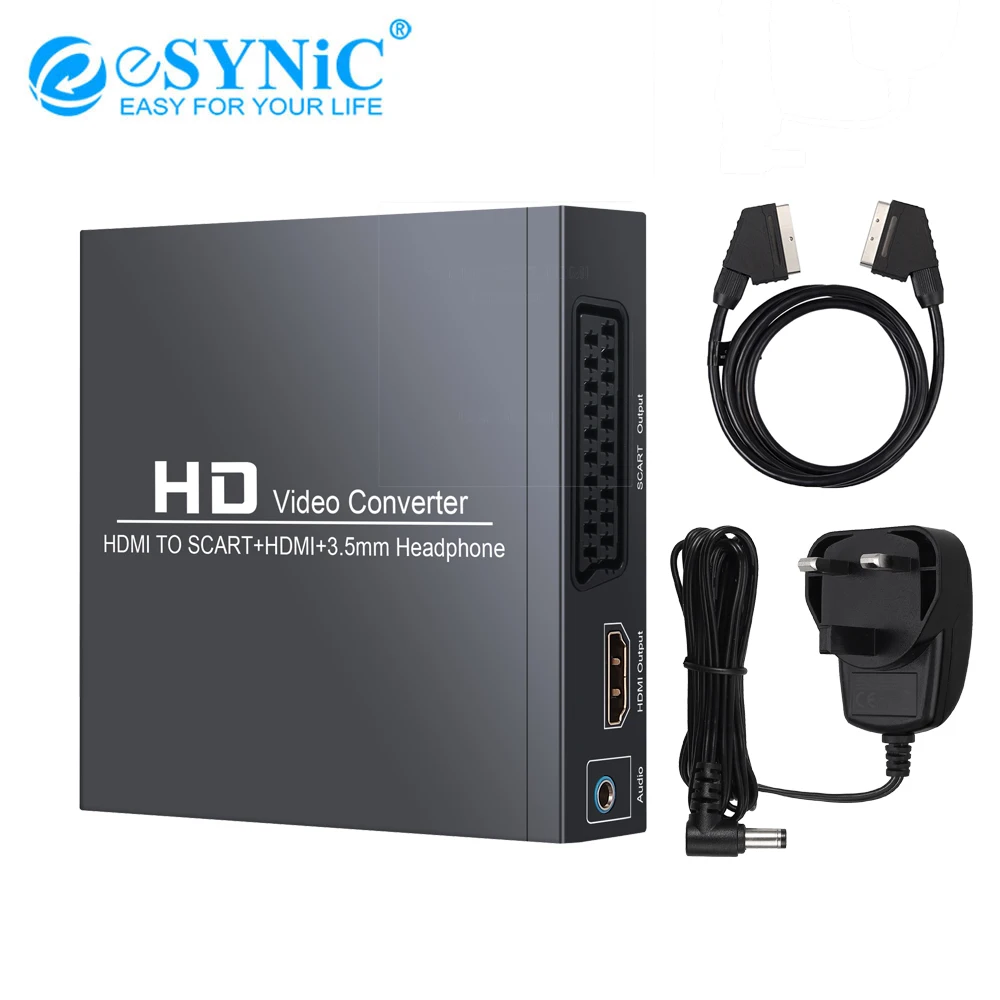 

eSYNiC 1080P HDMI-Compatible To SCART And HDMI-Compatible Converter To Composite FL/FR Stereo Audio 3.5mm Headphone Adapter