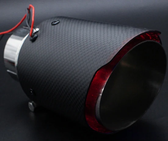 red 54mm to 76mm Выхлопные трубы светодиодный свет углерод глушитель выхлопной трубы синий и красный цвета Цвет 12V Питание - Цвет: red 54mm to 76mm