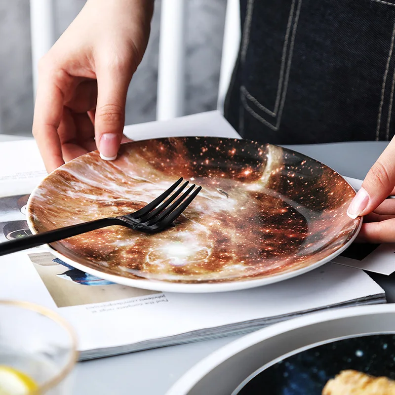 Звездная керамическая тарелка с скандинавским ветром ins сетчатая красная