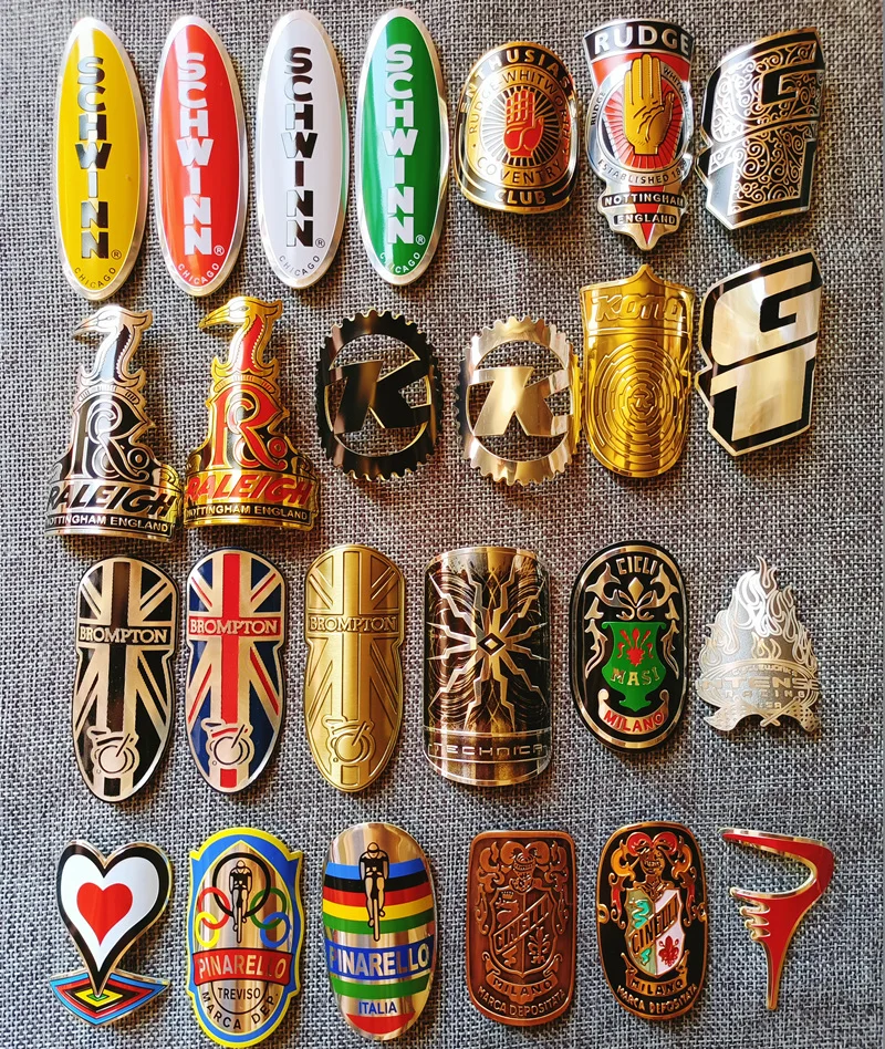 

2x vintage classic Bike Head Badge Aluminum Decals Stickers For MTB BMX Folding Bicycle Frame Cycling Accessories emblem