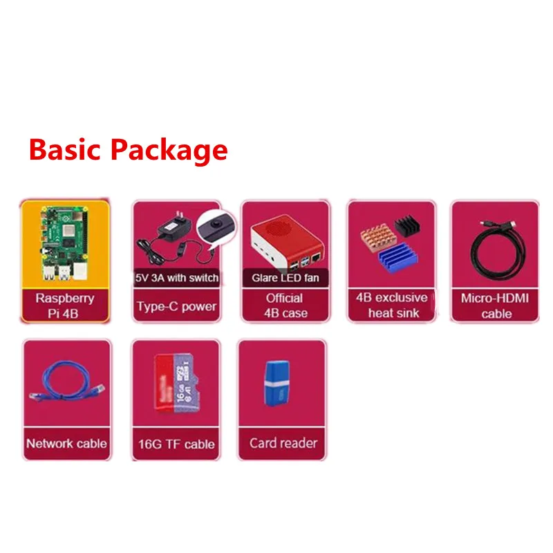 Официальный комплект Raspberry PI 4B С макетной платой Pi 4 чехол с бликовым покрытием