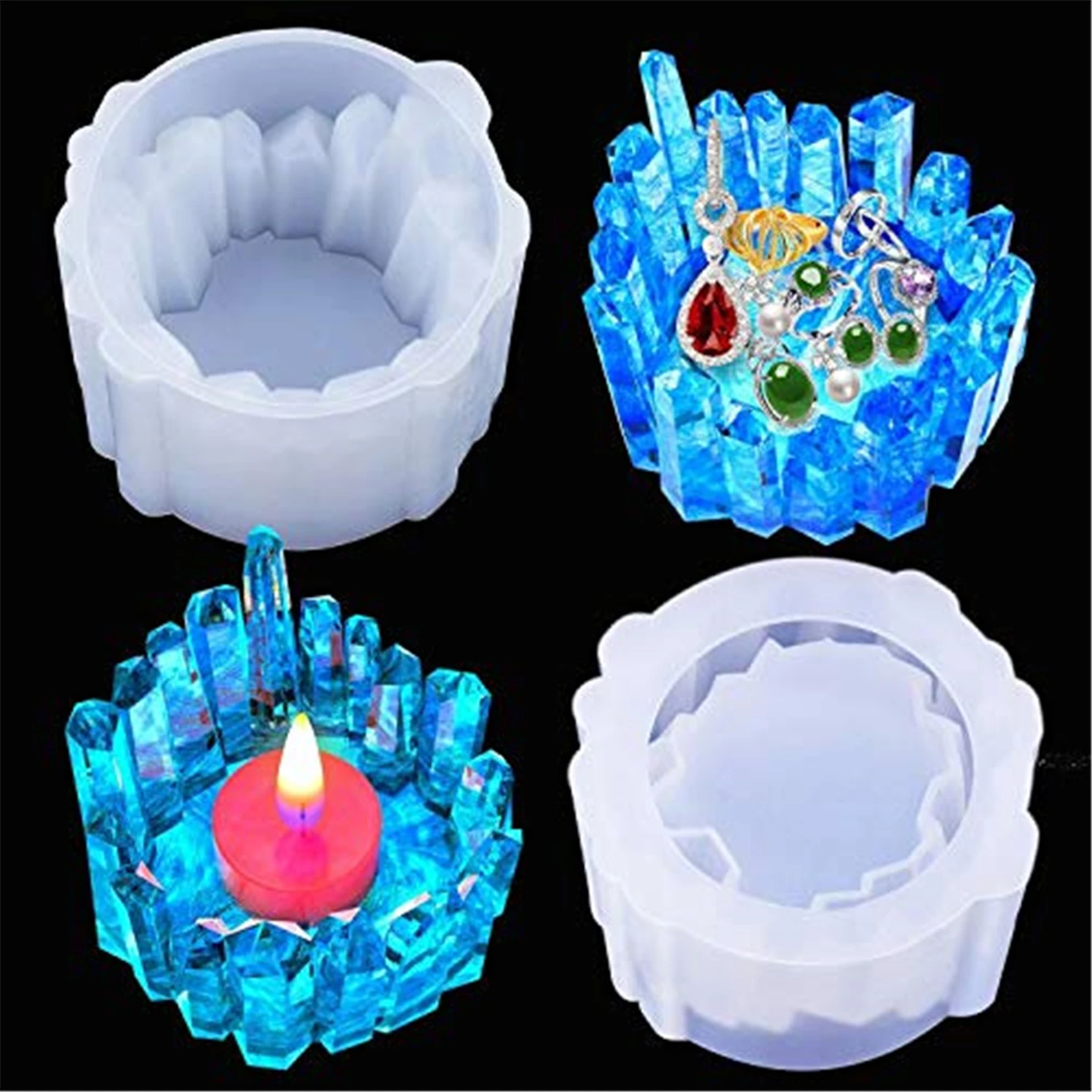 

2pcs Resin Candle Holder Molds ,silicone Molds Candlestick Silicone Resin Molds Crystal Shape Epoxy Casting Molds Decoration