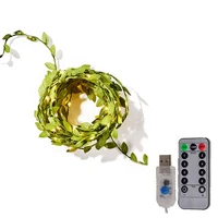 tiny leaves garland fairy wire with mini led string light usb remote indoor garland for wedding party christmas decoration