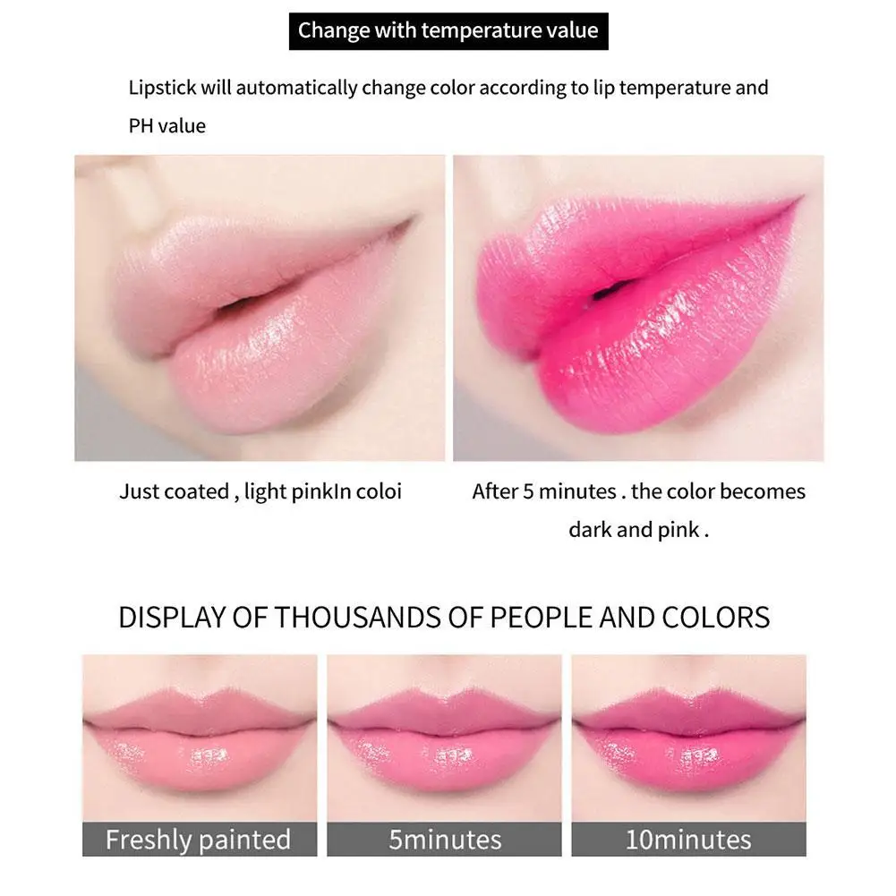 

Floral Moisturizing Lipstick Temperature Color Change Makeup Lasting Tint Lip Cosmetic Nourish Long Stick Lipsticks M1J7