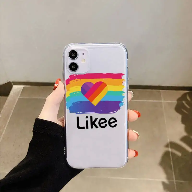 

fashion Likee cat bear love heart Phone Case Transparent for iPhone 6 7 8 11 12 s mini pro X XS XR MAX Plus