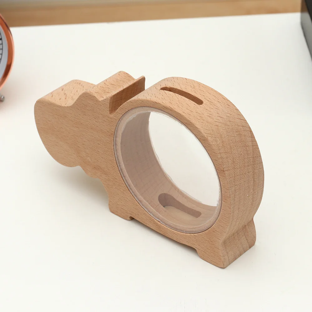 Прозрачная деревянная коробка для хранения монет Копилка в форме животного