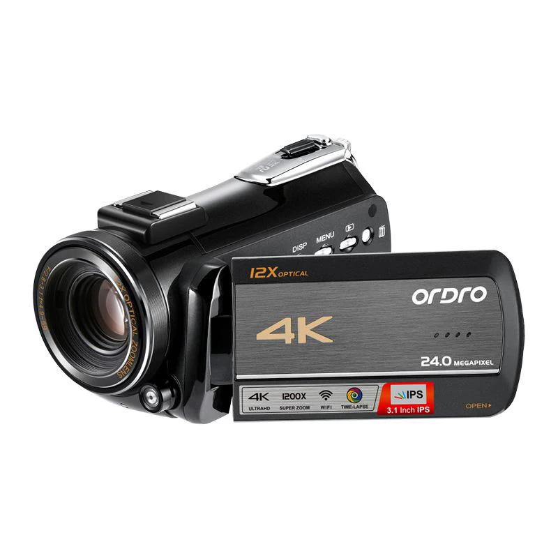 Standard Видеокамера 4K WiFi цифровая видеокамера ORDRO 12X оптический зум DV рекордер пульт дистанционного управления анти-встряхивание с широкоугольным объективом - Цвет: Standard