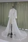 Кружевная Свадебная куртка с аппликацией, с длинным рукавом, трапециевидной формы, со шлейфом, цвета слоновой кости, Тюлевое свадебное платье, куртка, накидка, пальто