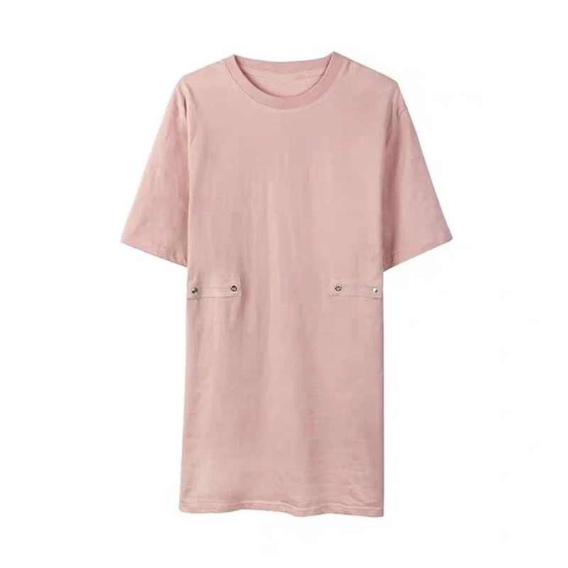 Женская футболка платье с коротким рукавом мешковатые Платья Круглый вырез