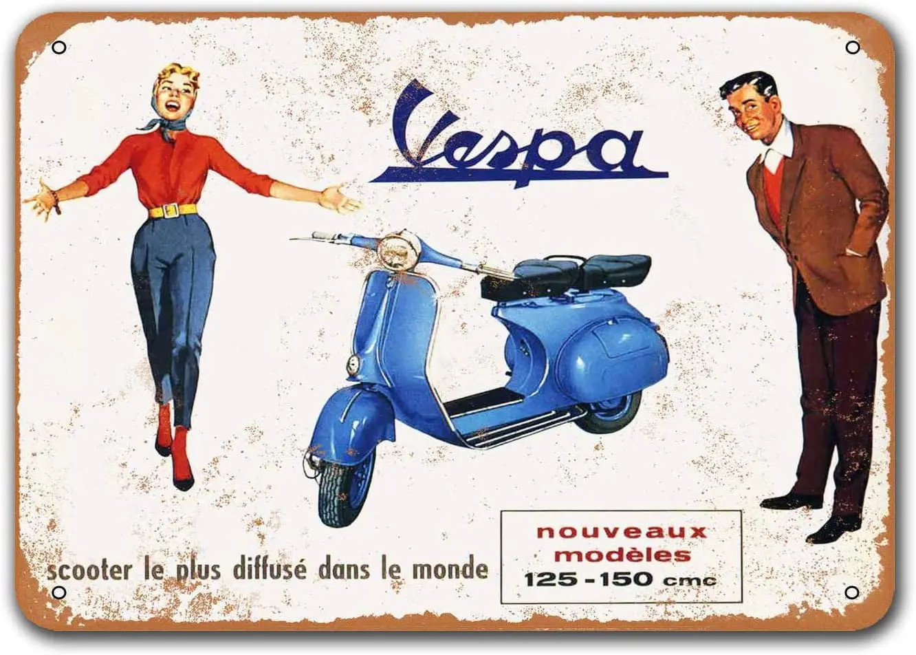 

1958 Скутеры Vespa винтажные автомобильные жестяные знаки, металлические таблички Sisoso, плакат, мужская пещера, Ретро Декор стен 12x8 дюймов