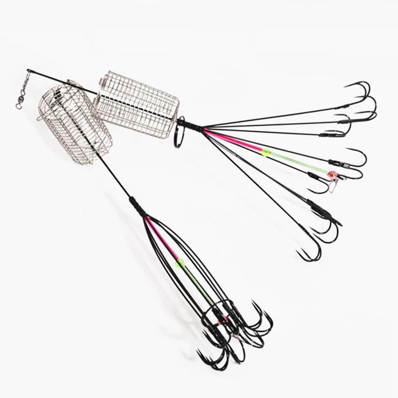 Рыболовные крючки в форме зонтика 8 двойных крючков без зазубрин Steel Explosion