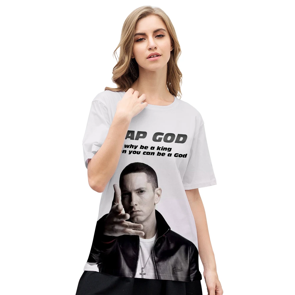Женская футболка Eminem в стиле хип хоп Красная с коротким рукавом для девушек
