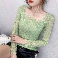 new 3 colors lace t shirts women slim long sleeve hollow out tops y2k korean fashion runway 2022 casual sexy tees shirt
