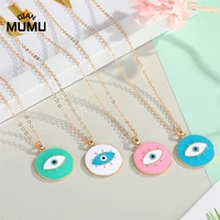 1 pc fashion vintage lucky eye turkish necklace clavicle chain metal zircon evil eye geometric necklace for women gift jewelry