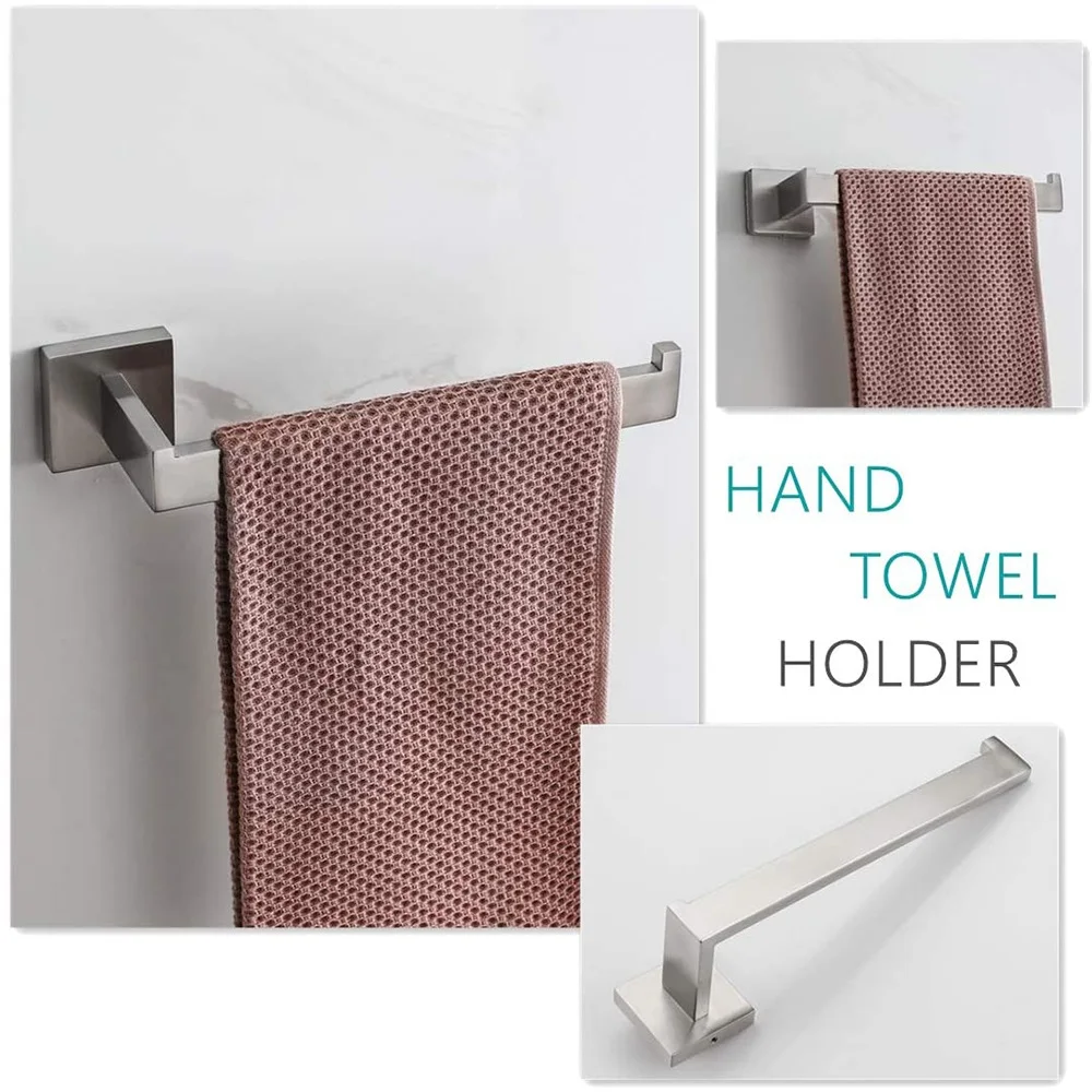 taicute brushed bathroom accessories sets wall mount towel bar coat robe hooks toilet paper roll holder stainless steel hardware free global shipping
