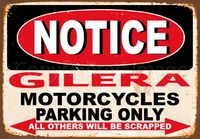 notice gilera motorcycles parking metal tin sign poster wall plaque