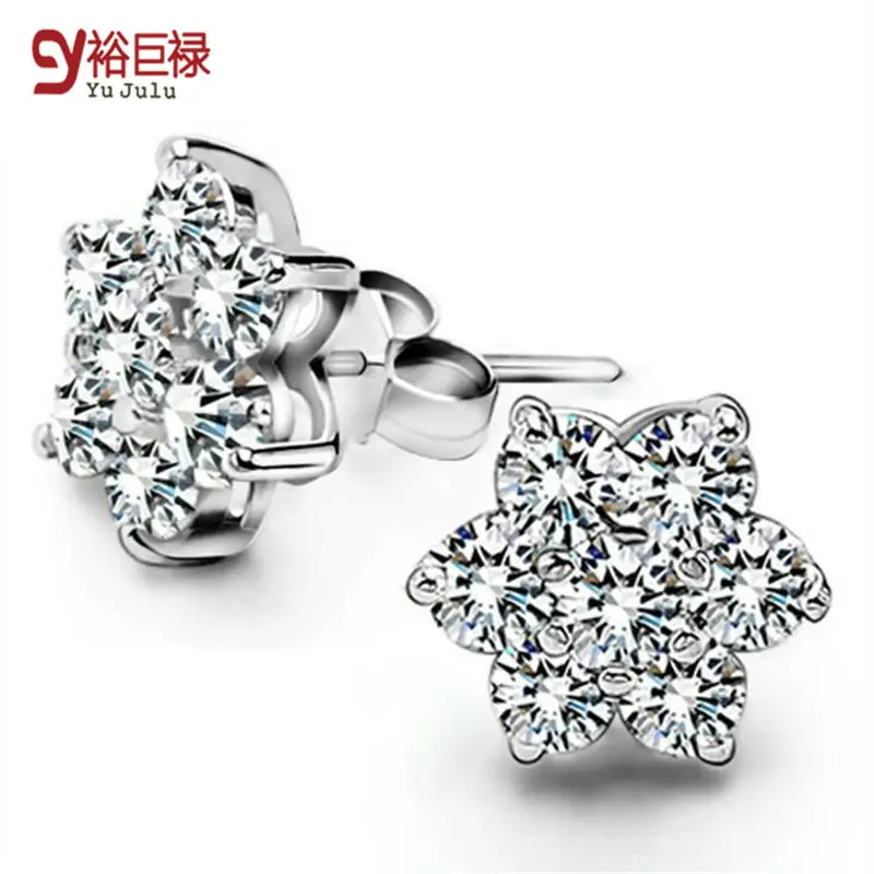 Женские серебряные серьги-гвоздики с фианитом 2 карата | Украшения и аксессуары