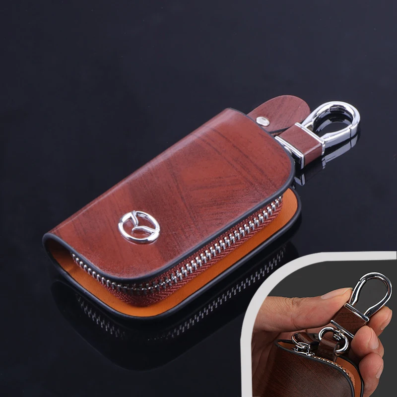 

Car Genuine Leather Key Case Key Wallet Key Chain Bag Auto Styling Key Case For Mazda 2 3 5 6 2017 CX-4 CX-5 CX-7 CX-9 CX-3