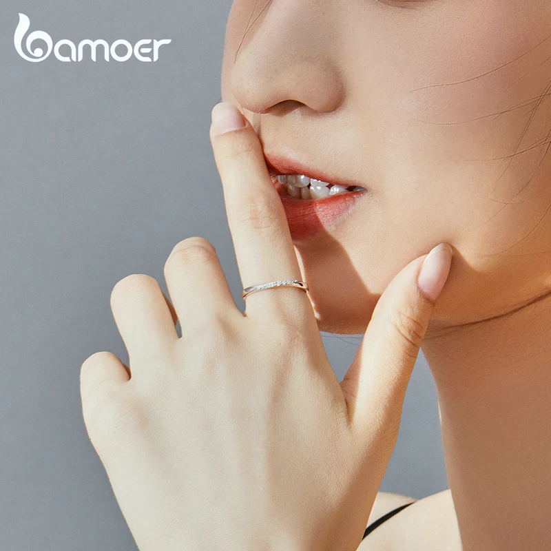 Серебряные кольца Bamoer BSR095 с кубическим цирконием для женщин