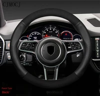 for porsche cayenne palamera 911 boxster macan high quality leather 15 inch 3738cm steering wheel cover car accessories