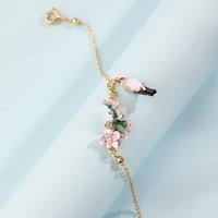 french new fashion trend simple hand painted enamel fresh flower bird animal bracelet female wild hand ornament