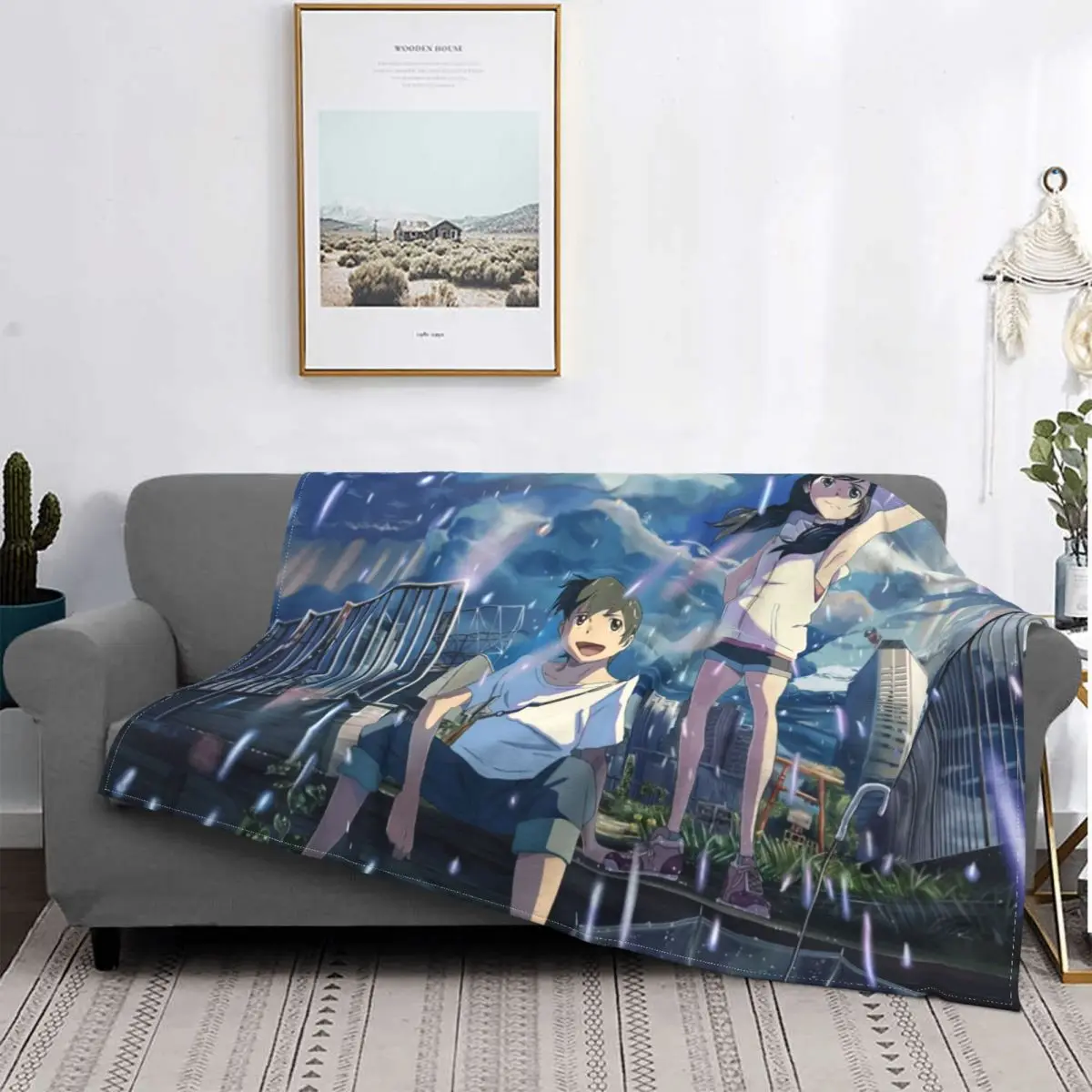 

Детское фланелевое одеяло Morishima Hodaka для анимационного фильма, переносное домашнее покрывало