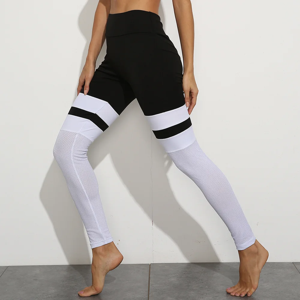 

Женские леггинсы с высокой талией для занятий йогой, сетчатые комбинированные штаны для фитнеса и йоги для женщин, тренировочные спортивны...