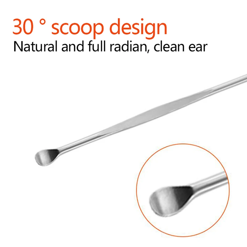 

1/6pcs Set Stainless Steel Spiral Portable Earpick Spoon Ear Tapping Ear Clean Ear Wax Remover Ear Care Beauty Tool Kit