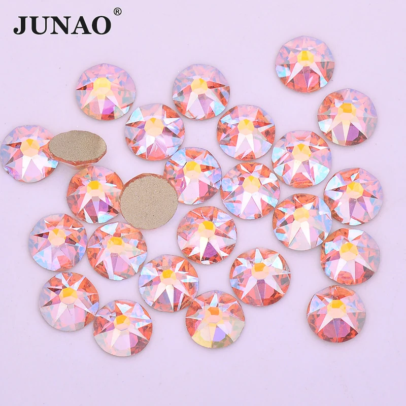 

JUNAO 16 Cut Facets SS10 SS16 SS20 SS30 Glitter Nail Rhinestones Gems Flatback Round Crystal Beads Strass for Nails Accesorios