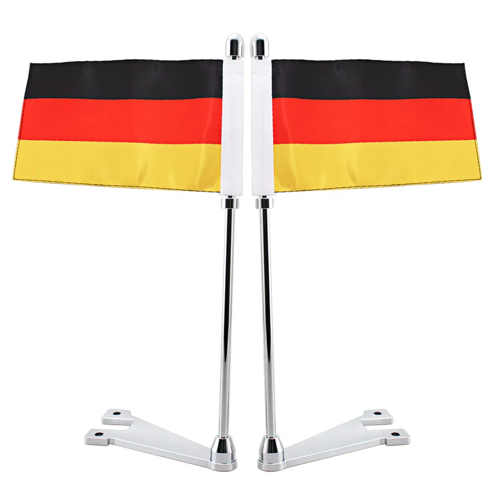 Motorcycle Luggage Rack Mount Flag Pole w/ German Flag Rear Mount For Harley Touring Electra Glide Rear Side Mount Luggage Rack