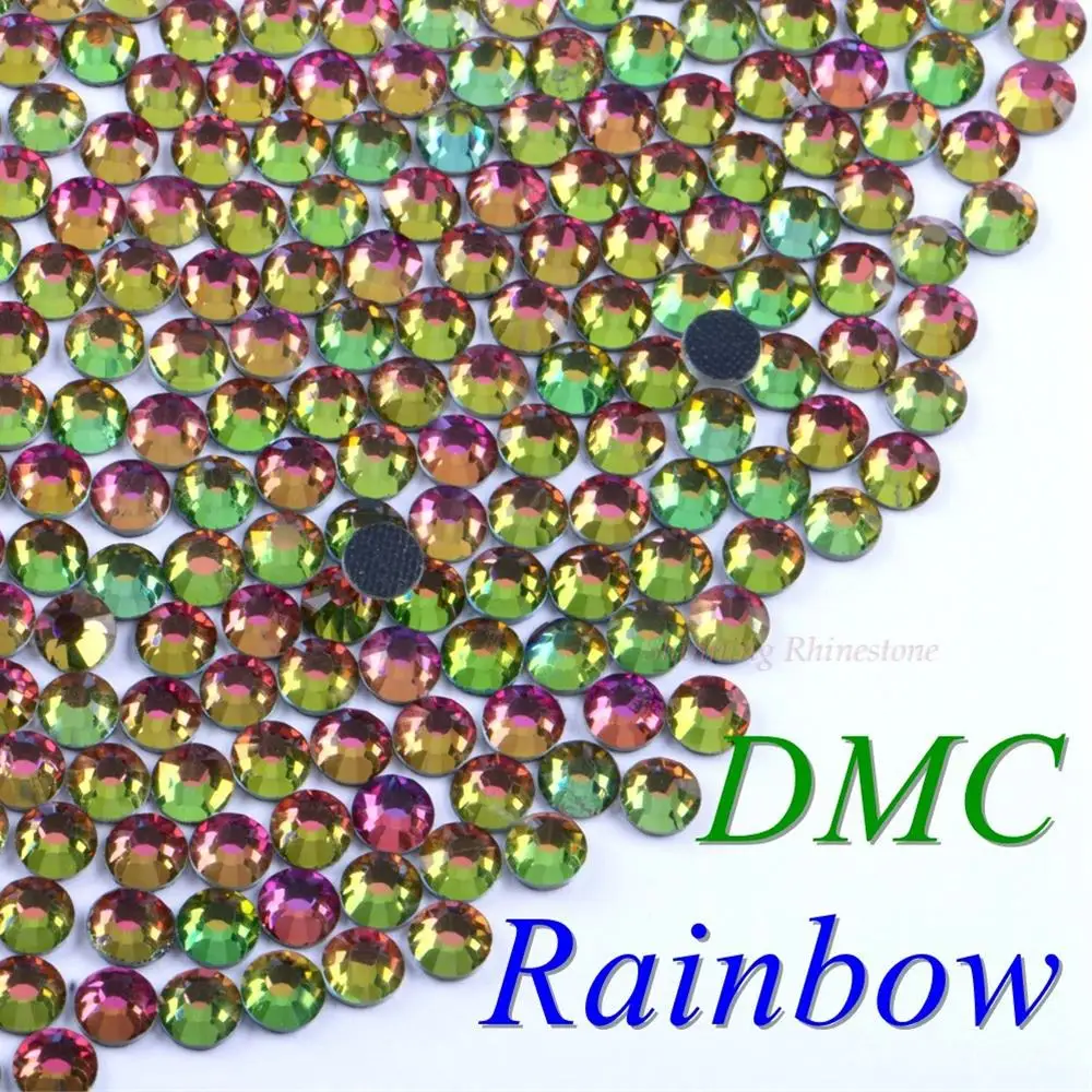 Rainbow 42 цвета на выбор! SS6 SS10 SS16 SS20 SS30 смешанные размеры DMC качественные стеклянные кристаллы горячей фиксации Стразы железные Стразы с бриллиантами - Цвет: Rainbow