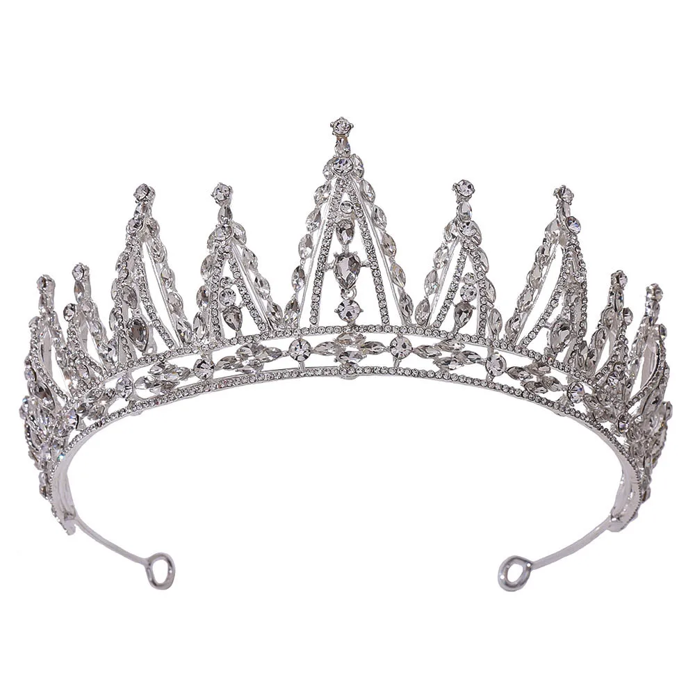 

Krasivaya Full LineWhite Stone Trendy Rhinestone Crystal Queen Big Crown For Women Wedding Hair Jewelry Headpeice Hair Accessory