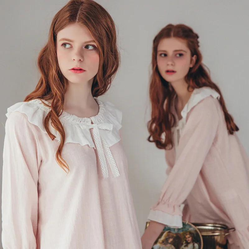 2019 кружевные ночные женские костюмы принцессы винтажный хлопковый пижамный