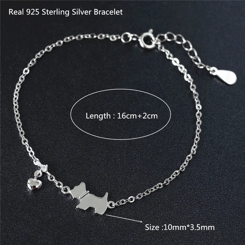 

Buyee Fashion Simple Female Bracelet Cute Shiny Silver Dog Real 925 Sterling Silver Bracelet Women Luxury Wedding Party Jewelry