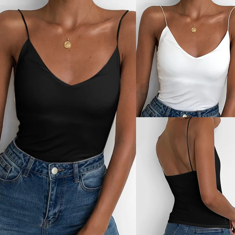 

Satin Women Thin Wild Solid Camis Vest Women Tank Tops Female 2021 Summer Sexy Strap Basic Tops Slim Sleeveless Camisole
