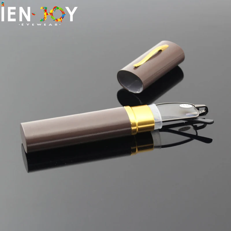 

IENJOY with Pen Case Reading Glasses Mini Presbyopic Glasses Metal Reader for Men Women Eyeglasses 1.0 2.0