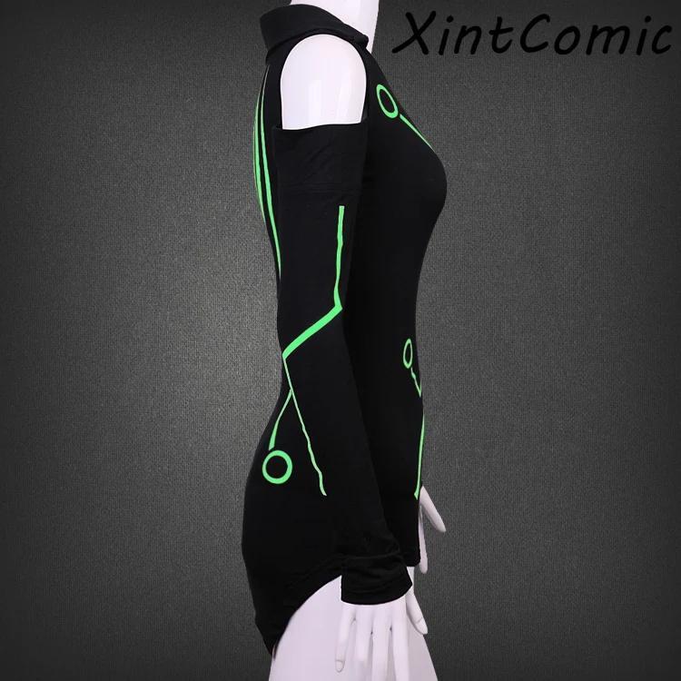 CostumeBuy Tron: Legacy Quorra костюмы для косплея женская черная рубашка светящийся