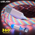 Магнитный зарядный кабель USLION со светодиодной подсветкой, USB Type-C