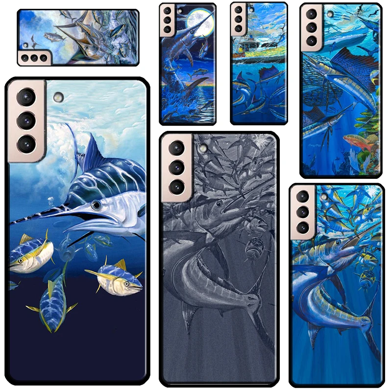 

Blue Marlin Painting Cover For Samsung Galaxy S21 Ultra Note 20 Note 10 S8 S9 S10 S20 Plus S20 FE Phone Case