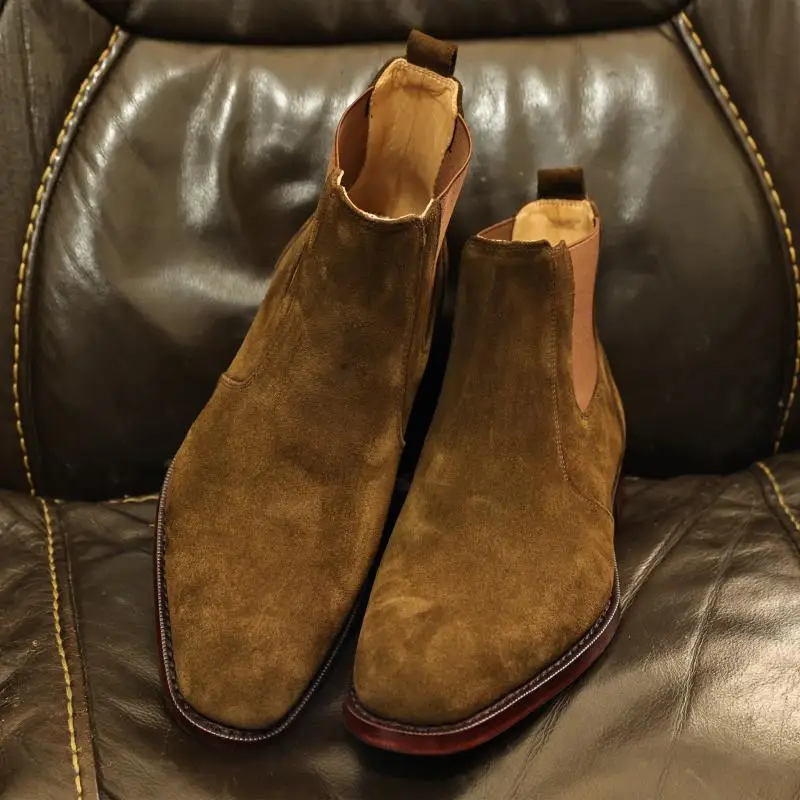 S Cow Suede Chelsea Boots Winter Autumn Boots Luxury High Qu